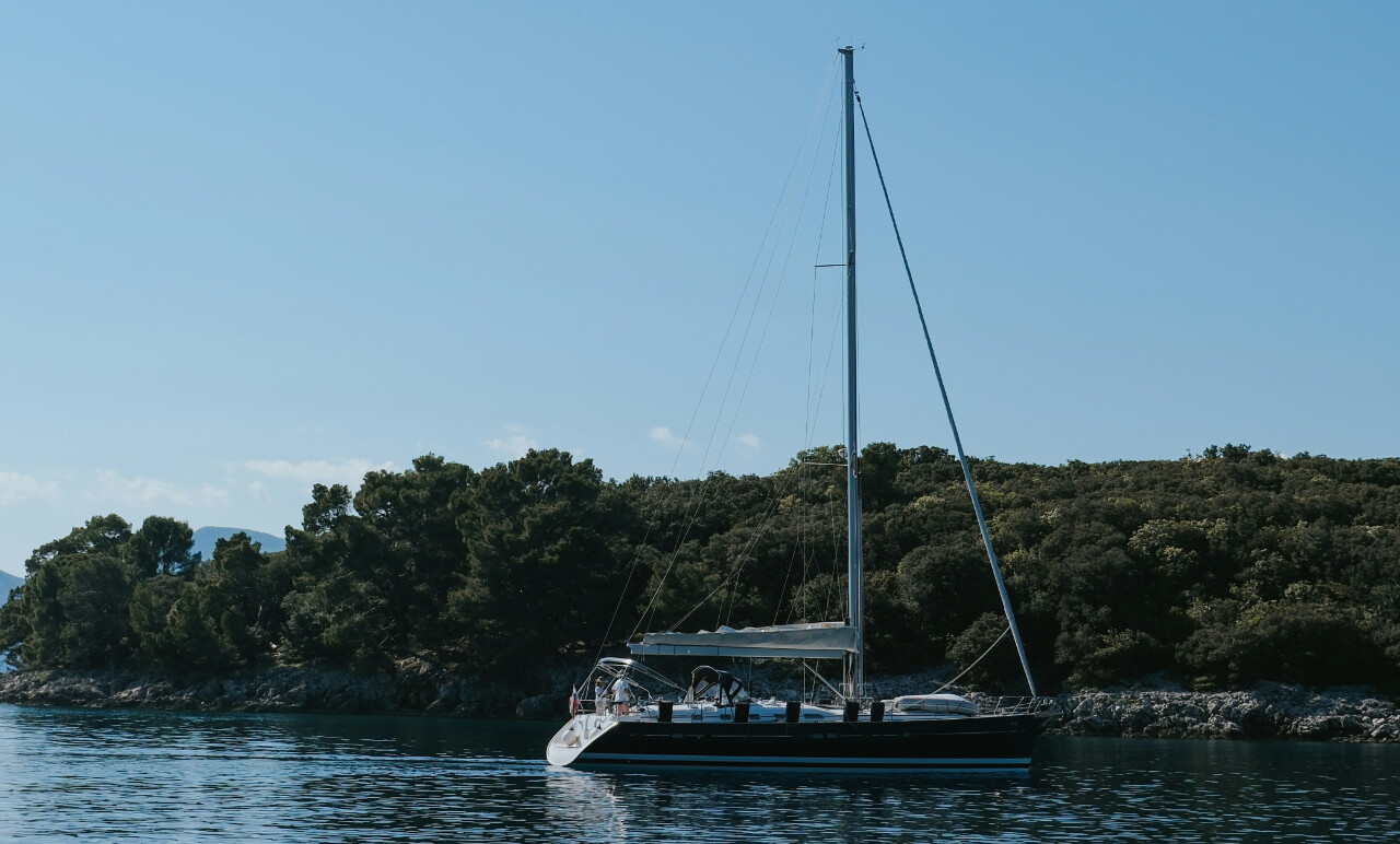 Anchored Yacht close to Krk island